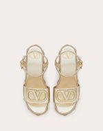 VLOGO CUT-OUT WEDGE SANDAL IN LAMINATED NAPPA LEATHER 110MM - Image 4